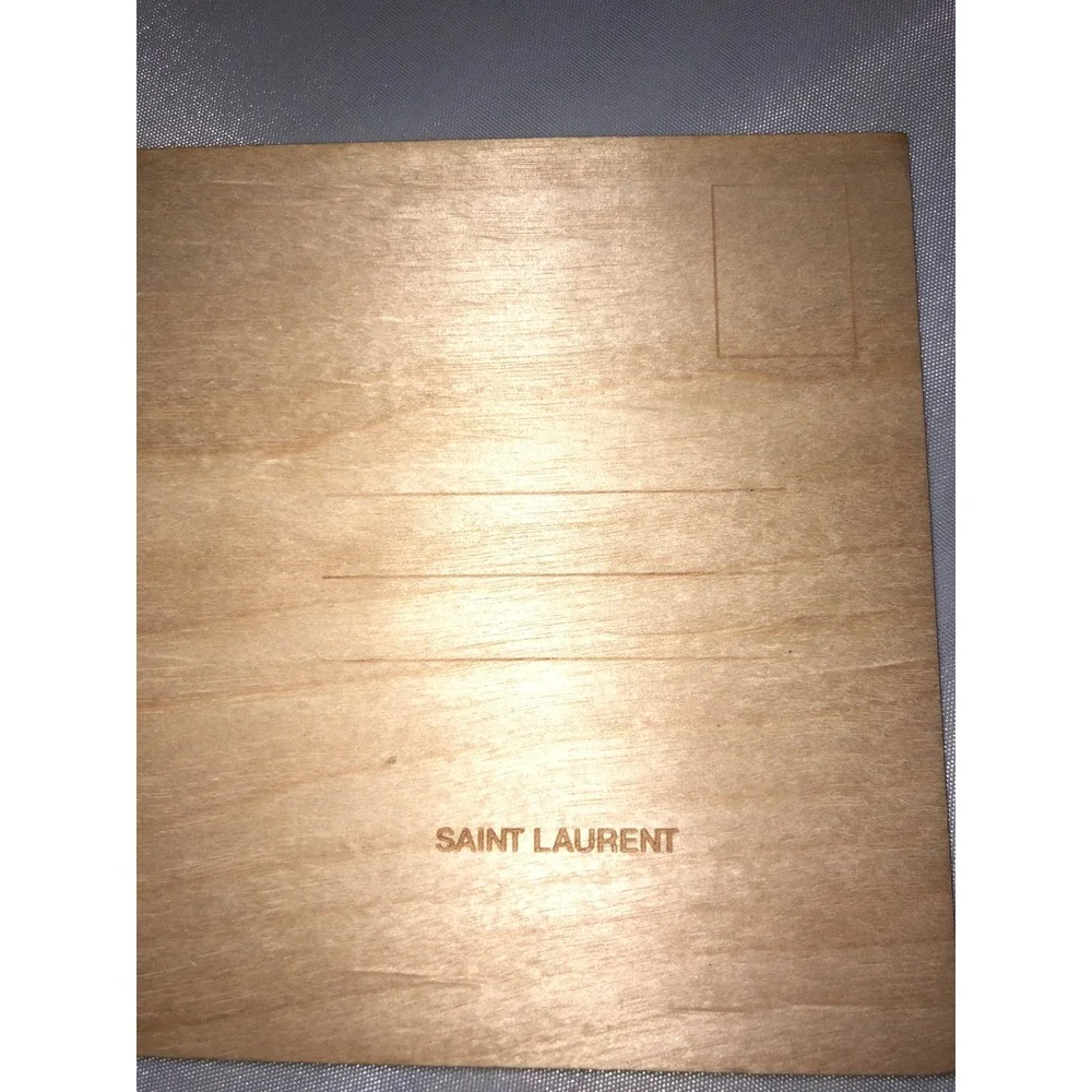 Saint Laurent Wooden Postcard Made in Germany YSL Collectible Wood Black-Bitumen
